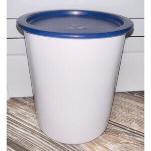 Tupperware One Touch Canister Size A White #2422 Dark Blue Lid NEW
